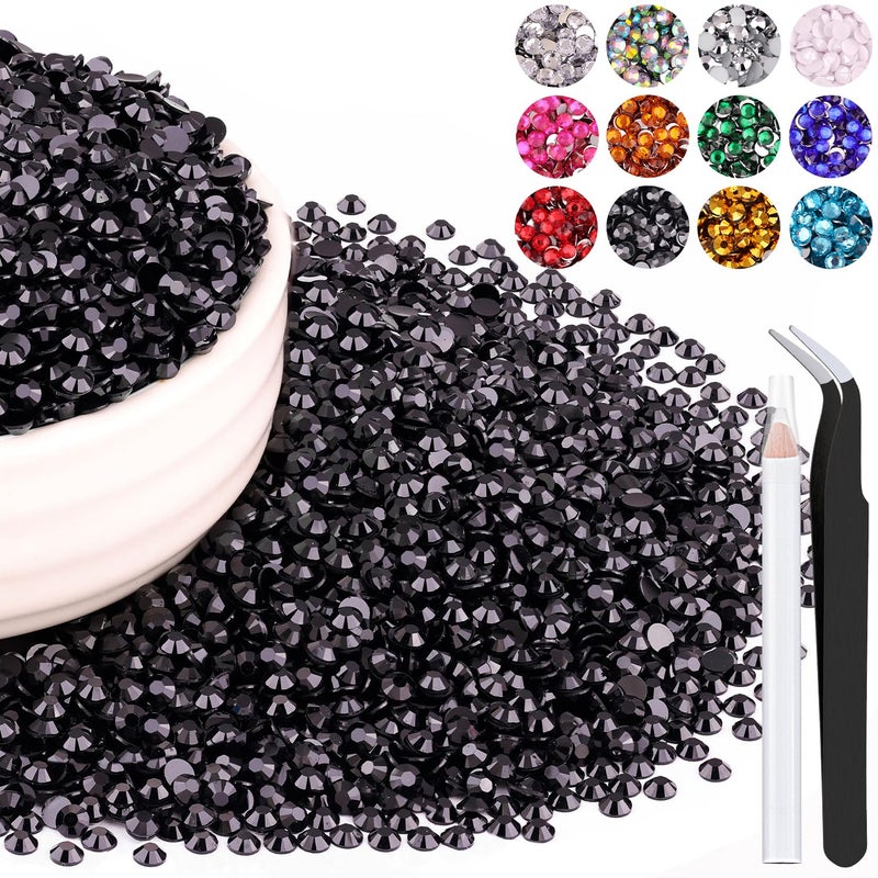 BELLEBOOST 8000PCS 3mm Resin Black Rhinestones Bulk for Crafting, Flatback Bedazzling Crystals for Crafts DIY Nail Decoration, Gems for Tumbler Shoes Clothing Fabric with Pickup Pen and Tweezers - Image 1