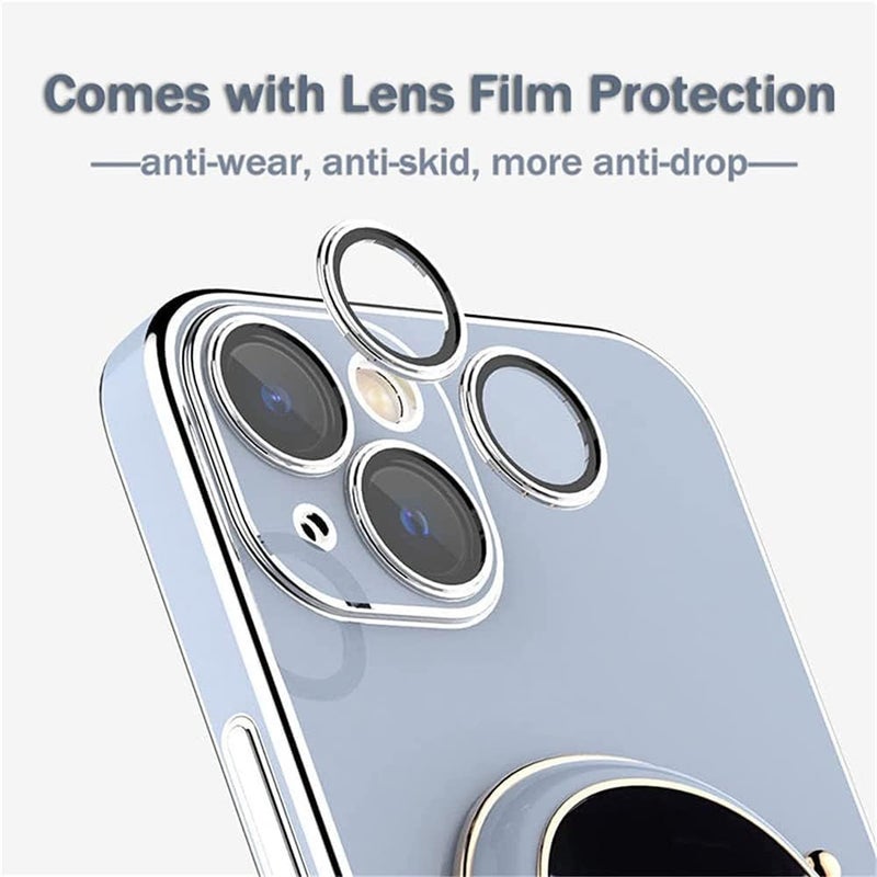 woobles 6D Plating Astronaut Hidden Stand Case Cover for iPhone 11/12/13 Pro Max, Astronaut Phone Case with Stand Lens Film Protective Cover, Astronaut Phone Case Stand (for iPhone 13, Blue) for iPhone 13 Blue - Image 4