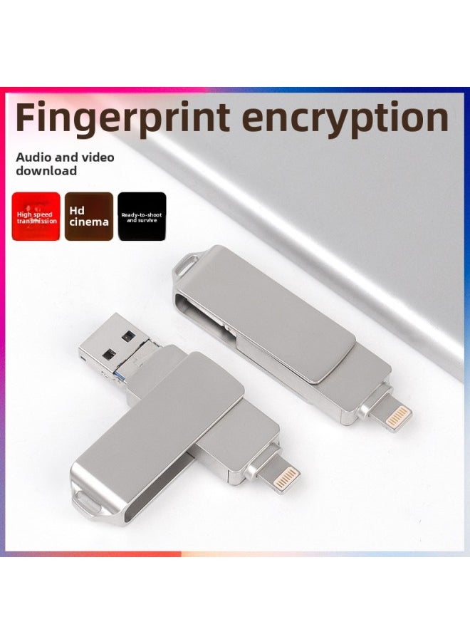 قرص U للهاتف المحمول OTG ثلاثة في واحد معدني دوار USB لهدية شعار حروف Apple Android 32 جيجا بايت 1 تيرابايت - اللون: وردي - السعة: 4 جيجا بايت  - Image 3
