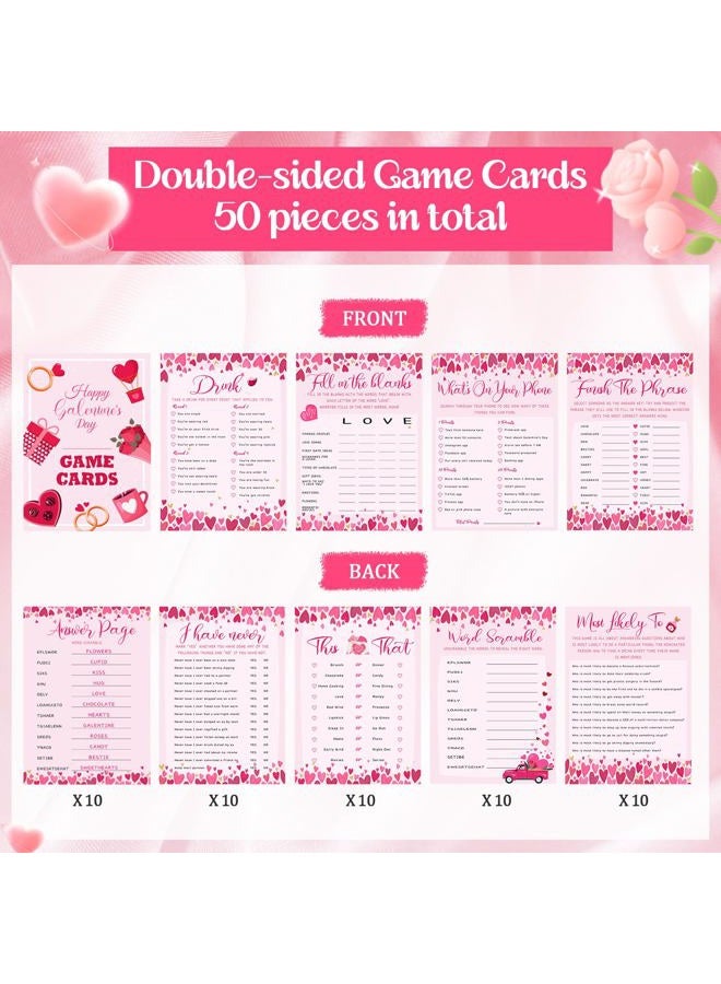 Sinload Happy Galentine's Day Game Cards 8 Games for 10 Guests Galentine Activities The Girl's Night Party Ideas Bachelorette Party Favors Best Friend Valentines Gifts for Women Besties Adults 40 Pcs - Image 2