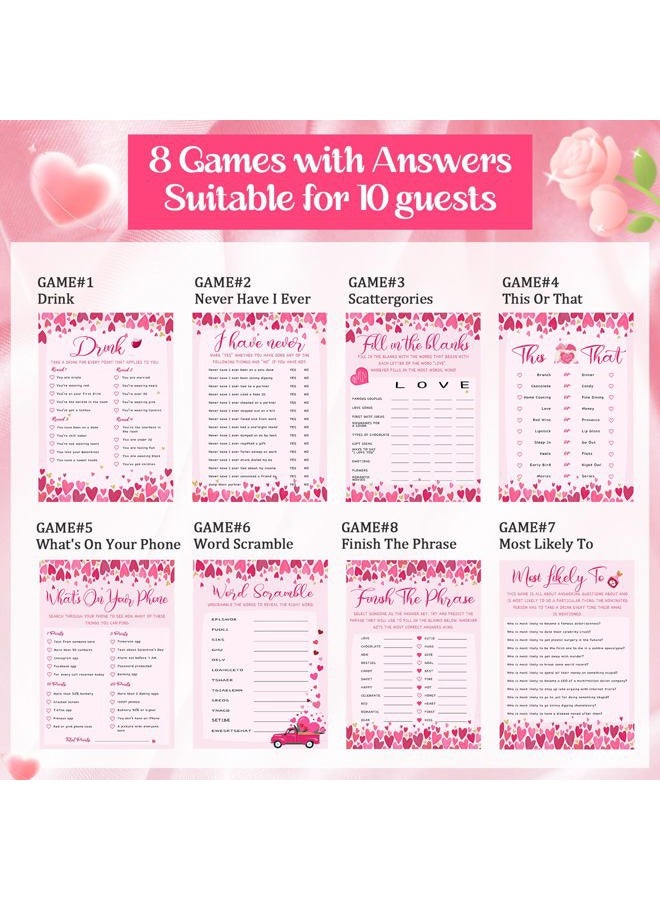 Sinload Happy Galentine's Day Game Cards 8 Games for 10 Guests Galentine Activities The Girl's Night Party Ideas Bachelorette Party Favors Best Friend Valentines Gifts for Women Besties Adults 40 Pcs - Image 3