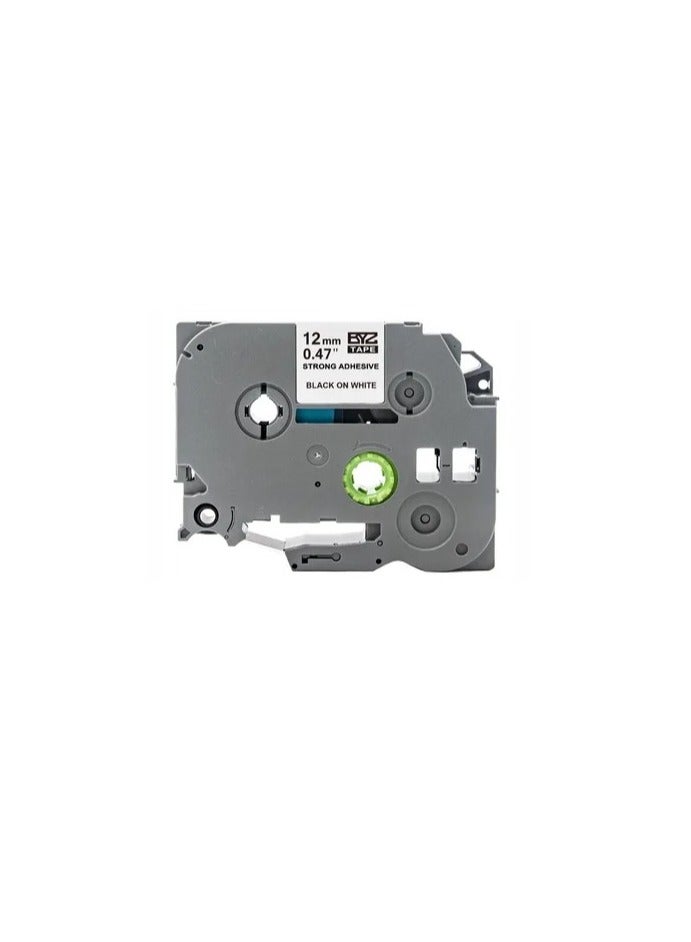 Laminated Tape Black On White 12mm TZc-S231 Black/White - Image 2