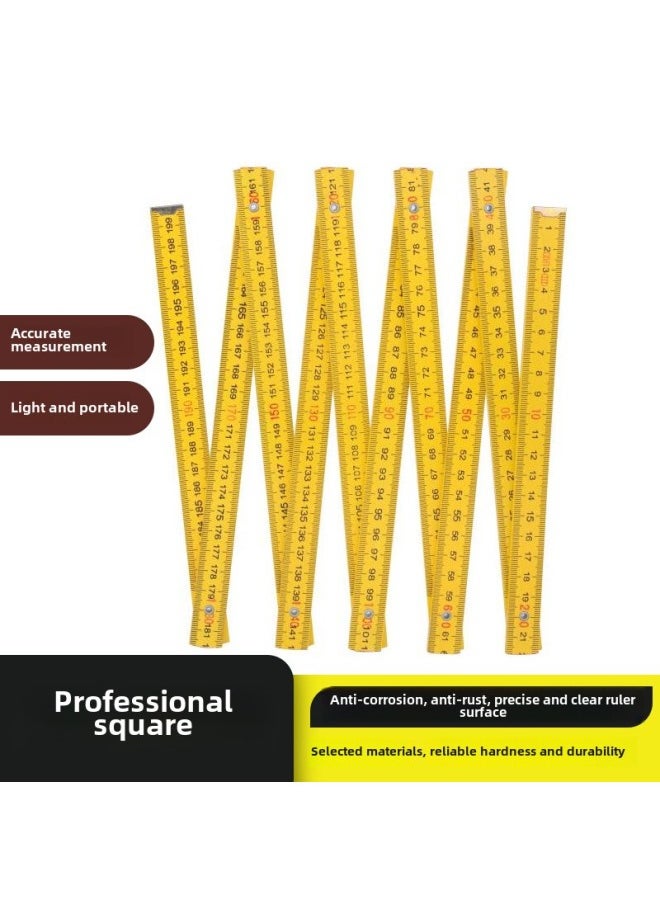 Generic - Multifunctional Folding Ruler One Meter 50% Fold Metric Scale Wooden Ruler Drawing Tool Teaching Supplies Construction Measuring Ruler-Model:CJ-5038A-2 Birch Solid Rivet With Connecting Piece 1 Meter 5 Fold (color Random Hair) - Image 1