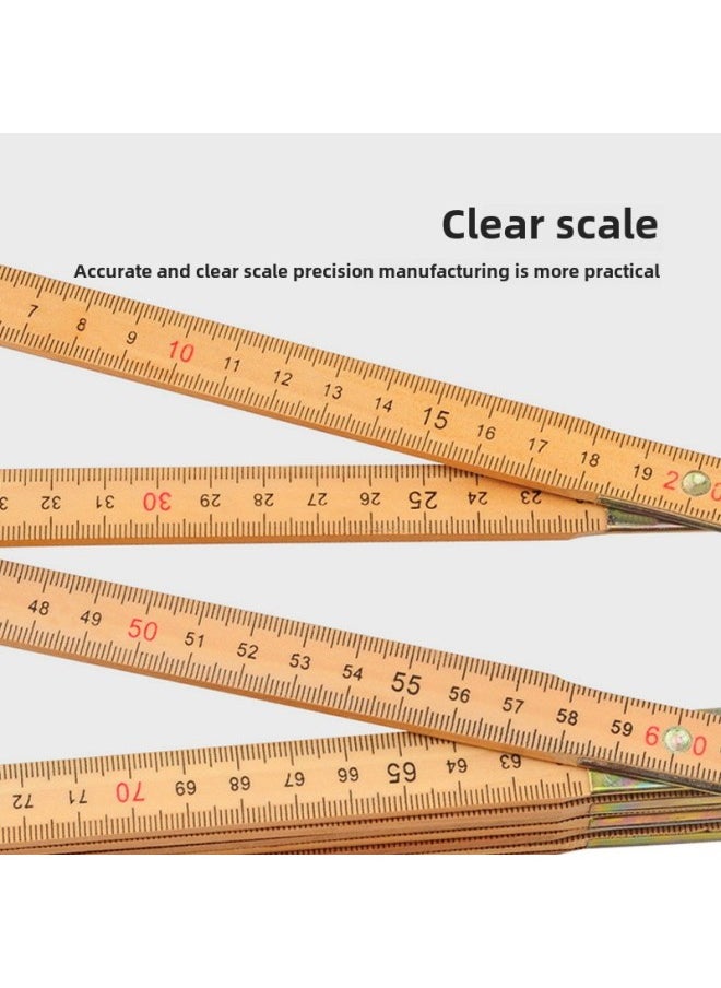 Generic - Multifunctional Folding Ruler One Meter 50% Fold Metric Scale Wooden Ruler Drawing Tool Teaching Supplies Construction Measuring Ruler-Model:CJ-5038A-2 Birch Solid Rivet With Connecting Piece 1 Meter 5 Fold (color Random Hair) - Image 1