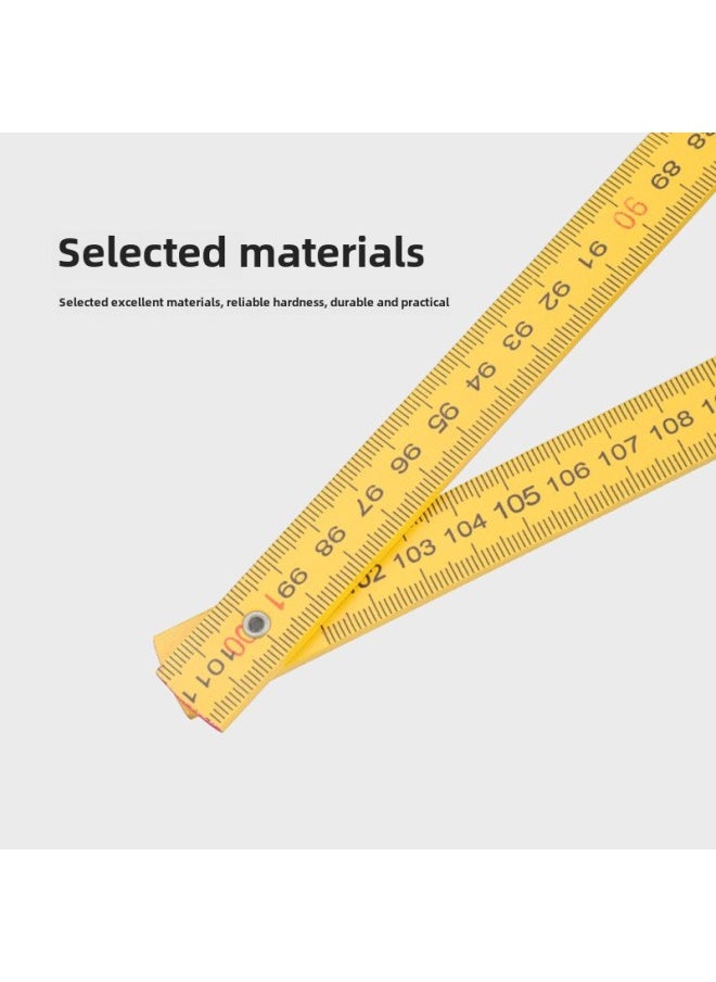 Generic - Multifunctional Folding Ruler One Meter 50% Fold Metric Scale Wooden Ruler Drawing Tool Teaching Supplies Construction Measuring Ruler-Model:CJ-5038A-2 Birch Solid Rivet With Connecting Piece 1 Meter 5 Fold (color Random Hair) - Image 1