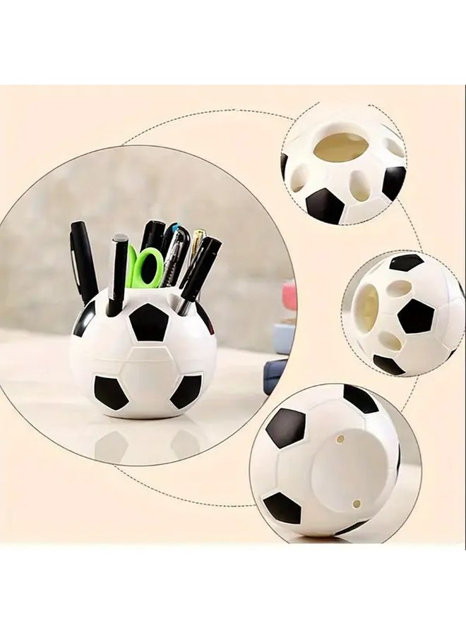 حامل أقلام على شكل كرة قدم بالأبيض والأسود، منظم مكتب خفيف الوزن مصنوع من البلاستيك PP - Image 4