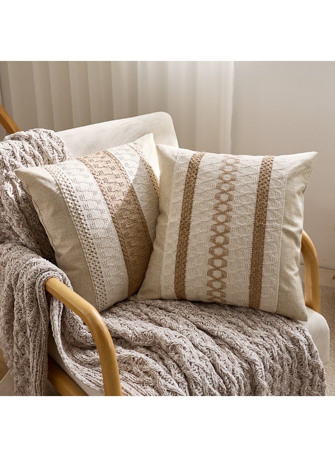 هومستر رمي الوسائد حالة 2 قطع ديكور مربع غطاء الوسائد بوهو رمي الوسائد يغطي غطاء الوسادة للمنزل أريكة غرفة نوم أريكة كرسي ديكور جيج 45 * 45 سم - Image 2