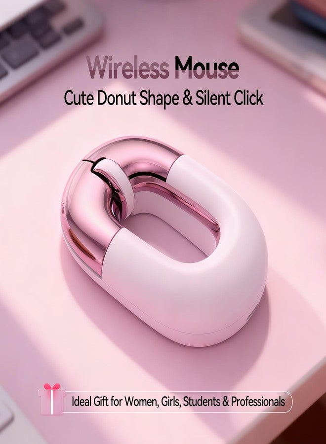 FOPATO Travel Mouse Dual Mode Wireless Charging Mouse,Macaron Color Scheme Sweet Donut Bluetooth Computer Mice,Silent and Lightweight,1200 DPI Optical Tracking,Compatible with PC,Mac,Laptop（Carmine pink） - Image 5