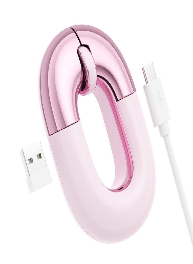 FOPATO Travel Mouse Dual Mode Wireless Charging Mouse,Macaron Color Scheme Sweet Donut Bluetooth Computer Mice,Silent and Lightweight,1200 DPI Optical Tracking,Compatible with PC,Mac,Laptop（Carmine pink） - Image 1