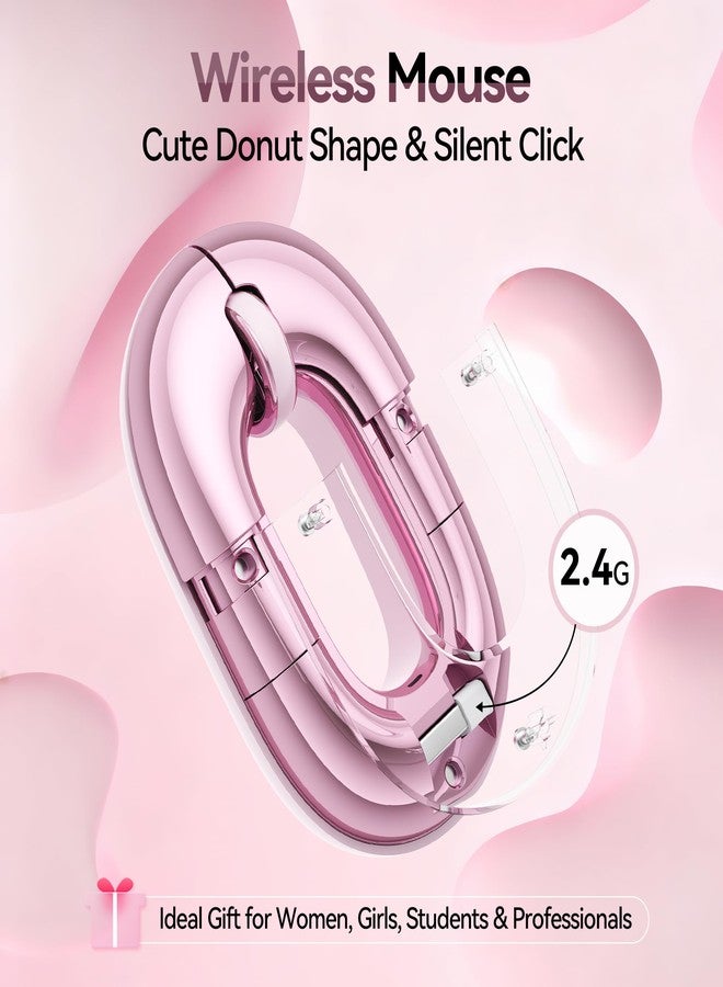 FOPATO Travel Mouse Dual Mode Wireless Charging Mouse,Macaron Color Scheme Sweet Donut Bluetooth Computer Mice,Silent and Lightweight,1200 DPI Optical Tracking,Compatible with PC,Mac,Laptop（Carmine pink） - Image 4