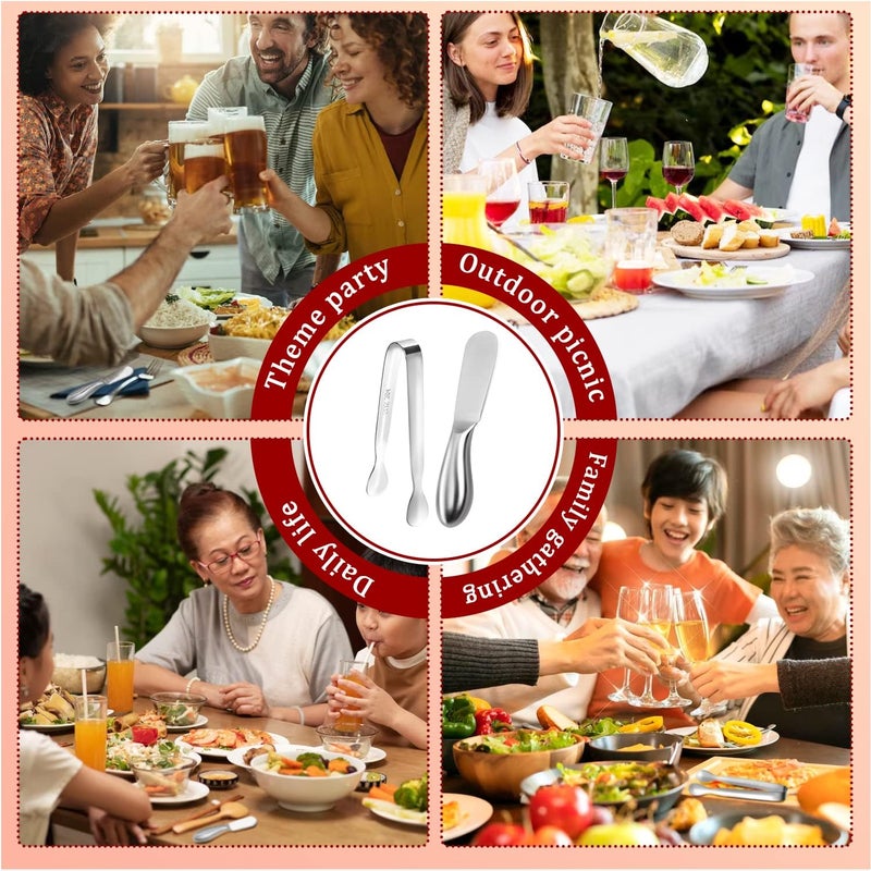 Mlurcu Butter Spreader Knife Set 8 PCS Stainless Steel Cheese Butter Spreader Knives and Mini Serving Tongs for Cheese Cold Butter Jam Appetizers Pastry Charcuterie Accessories Kitchen Utensils - Image 5
