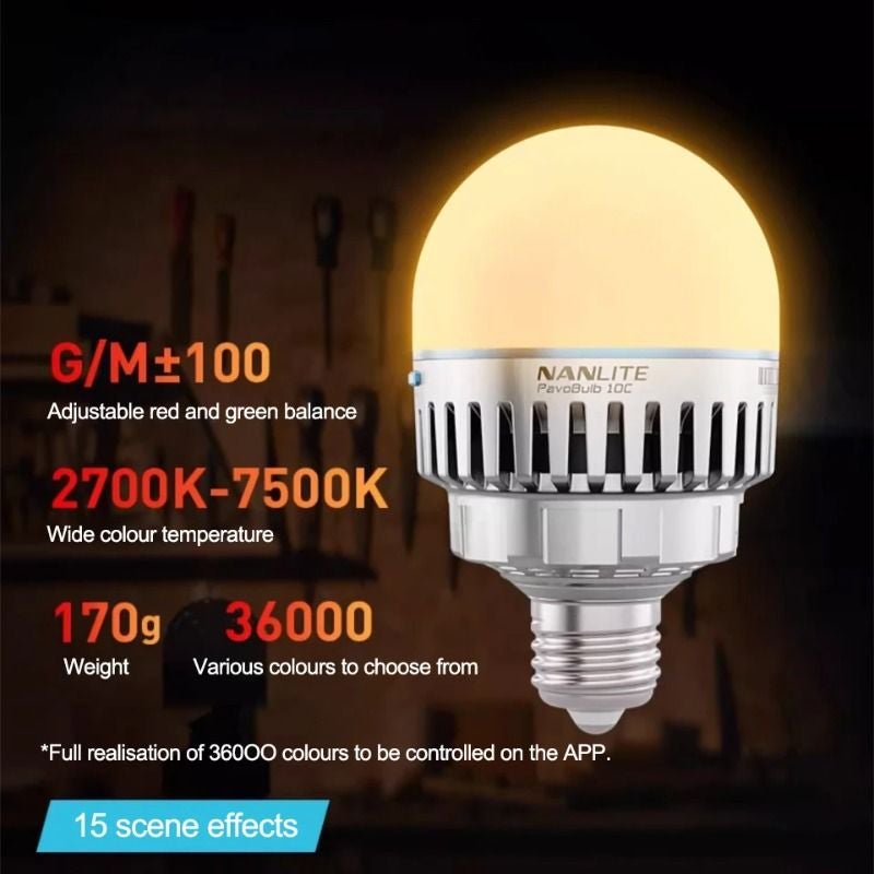Nanlite PavoBulb 10C RGB LED Smart Bulb with E27 Magnetic Mount for Photography - Image 3