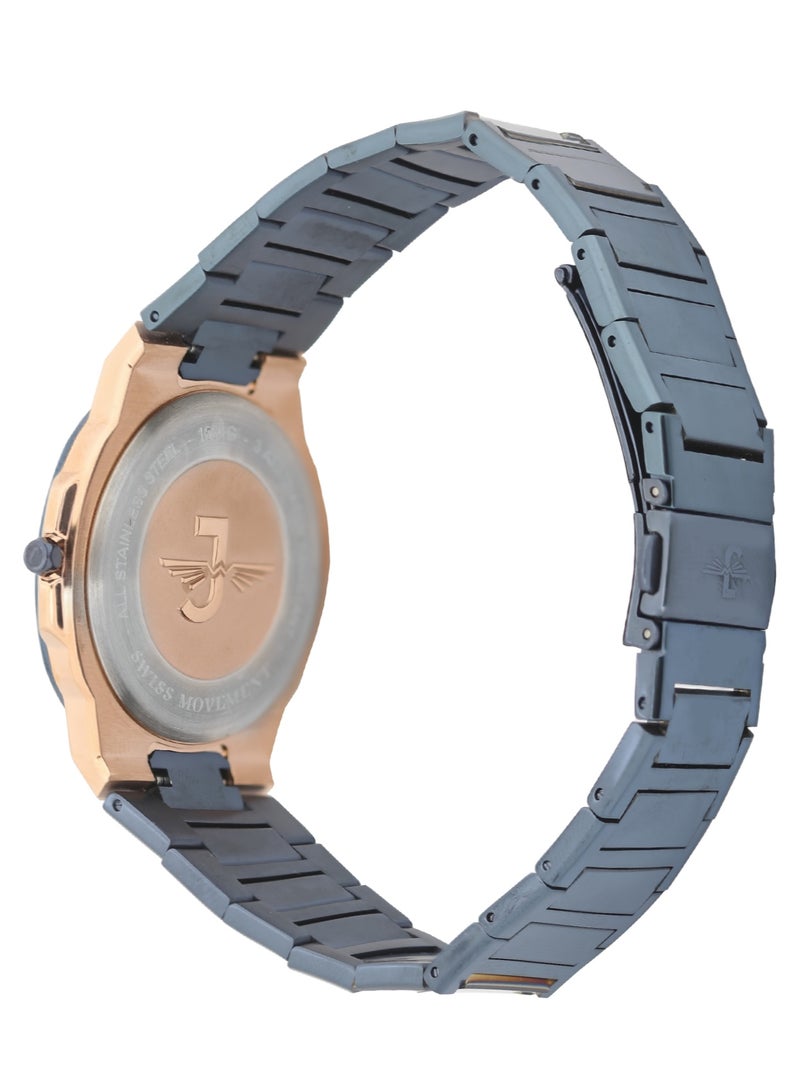 JOVIAL 1660 GAMQ04E Men's Watch, Metal Band, Blue Dial, Water Resistant, Analog, 40MM - Image 3