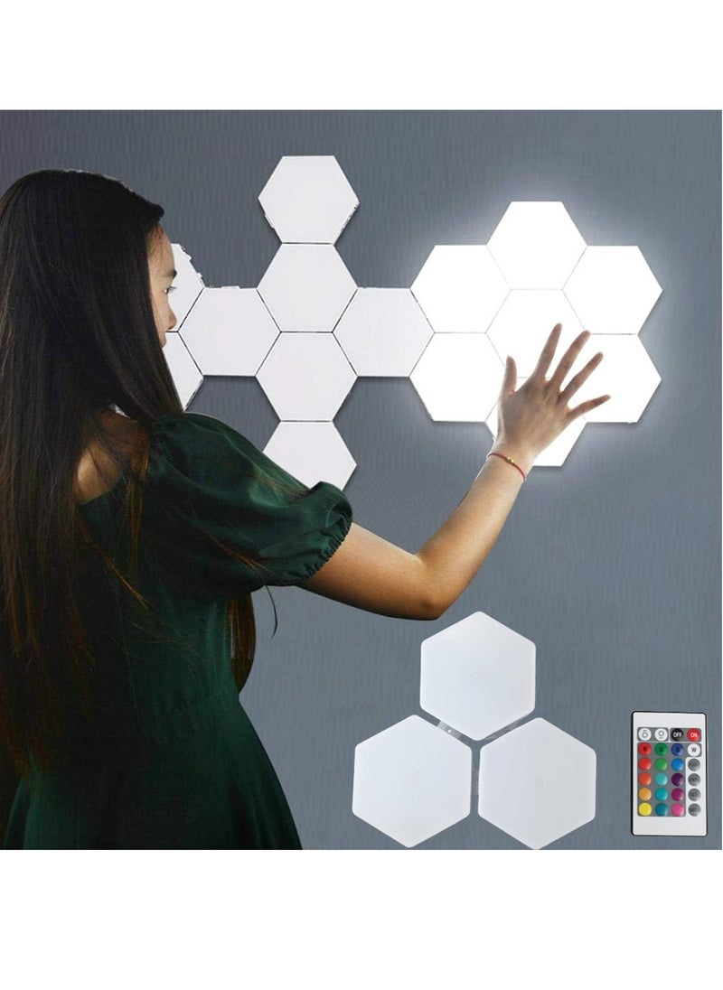 أب ستايل 3 قطع من مصابيح LED تحت الخزانة، إضاءة داخلية صغيرة تعمل بالبطارية، إضاءة RGB لسلالم المطبخ، إضاءة LED ذكية للخزانة، إضاءة تعمل باللمس لألواح الحائط، مصابيح ليلية LED مع جهاز تحكم عن بعد لاسلكي.  - Image 1