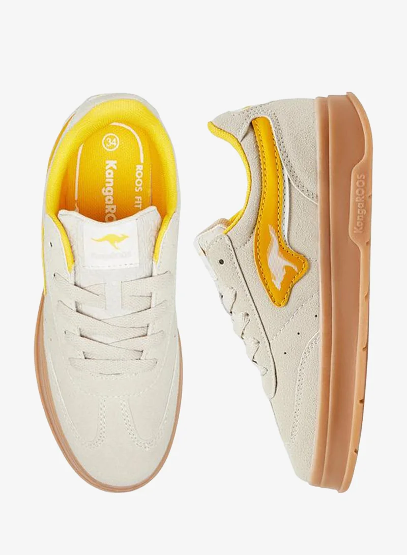 kangaROOS BEIGE Girls' Panelled Sneakers With Lace-Up Closure for Women | Best Price UAE
