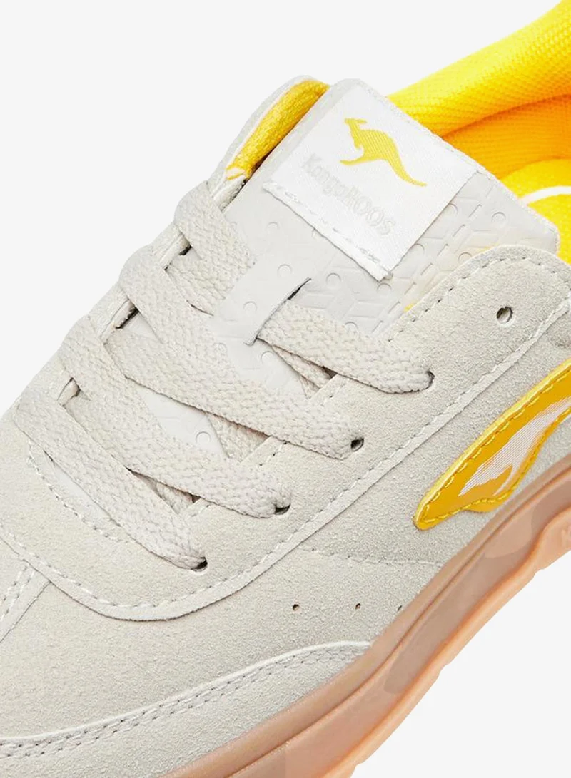 kangaROOS BEIGE Girls' Panelled Sneakers With Lace-Up Closure for Women | Best Price UAE