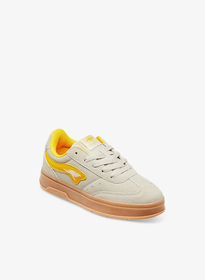 kangaROOS BEIGE Girls' Panelled Sneakers With Lace-Up Closure for Women | Best Price UAE