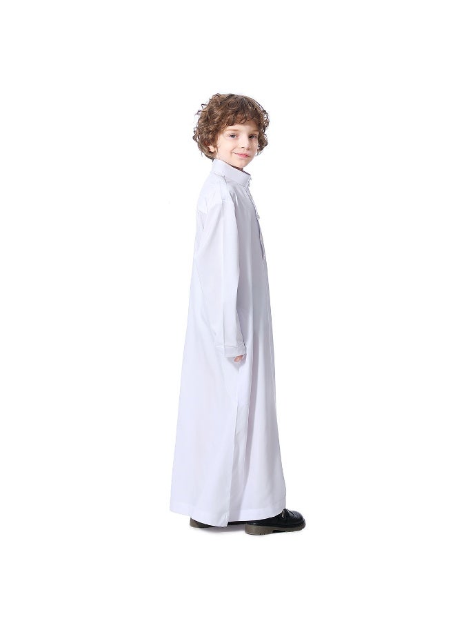 Hanyimidoo Arabic Thobe For Muslim Boys Robes Long Sleeve Kaftan With Pockets Solid Color Middle East Abayas Dubai Clothing - Image 4