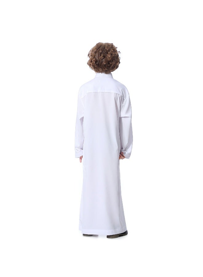 Hanyimidoo Arabic Thobe For Muslim Boys Robes Long Sleeve Kaftan With Pockets Solid Color Middle East Abayas Dubai Clothing - Image 5