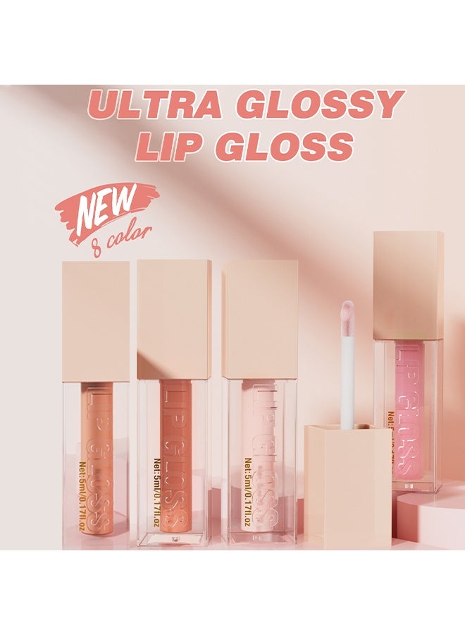 HelloKiss Lip Gloss, Aqua Mirror Lip Gloss, High Shine Lip Glow, Moisturizing and Moisturizing Pouty Lips, Pearlescent Fine Glitter ( 005 :PETAL ) - Image 5