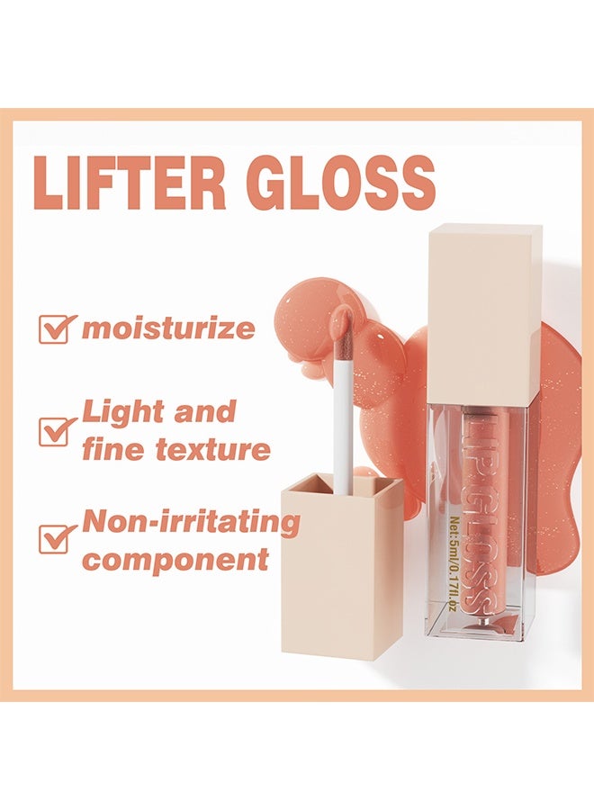 HelloKiss Lip Gloss, Aqua Mirror Lip Gloss, High Shine Lip Glow, Moisturizing and Moisturizing Pouty Lips, Pearlescent Fine Glitter ( 005 :PETAL ) - Image 3