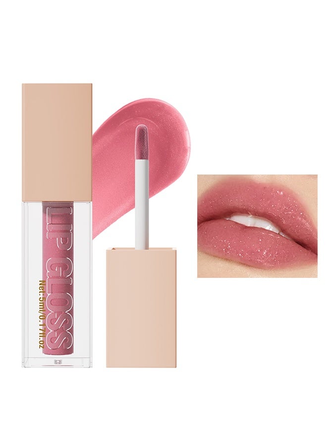 HelloKiss Lip Gloss, Aqua Mirror Lip Gloss, High Shine Lip Glow, Moisturizing and Moisturizing Pouty Lips, Pearlescent Fine Glitter ( 005 :PETAL ) - Image 1
