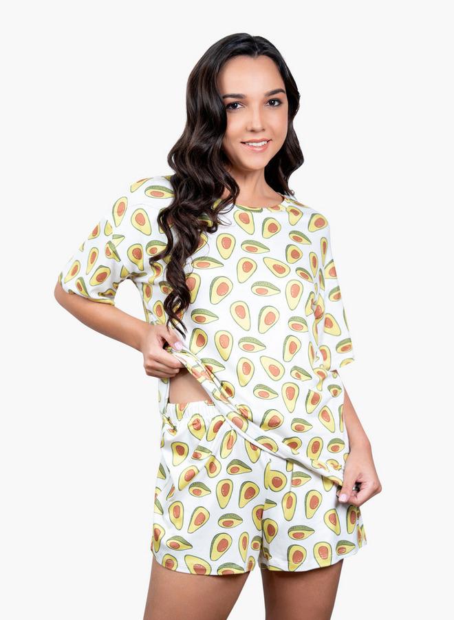 Aadaraya Printed Drop Shoulder T-shirt and Pyjama Set - Image 2
