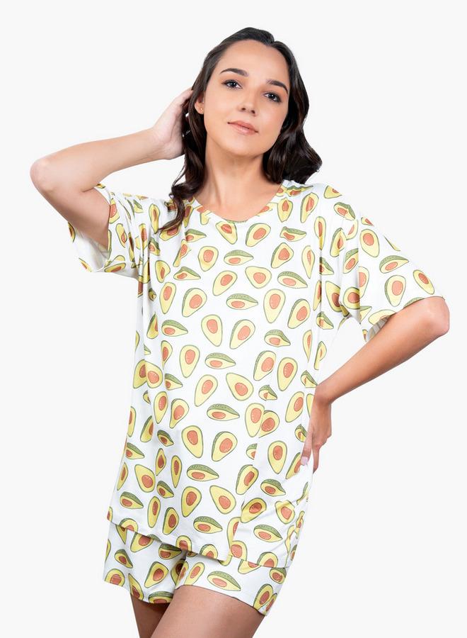 Aadaraya Printed Drop Shoulder T-shirt and Pyjama Set - Image 3