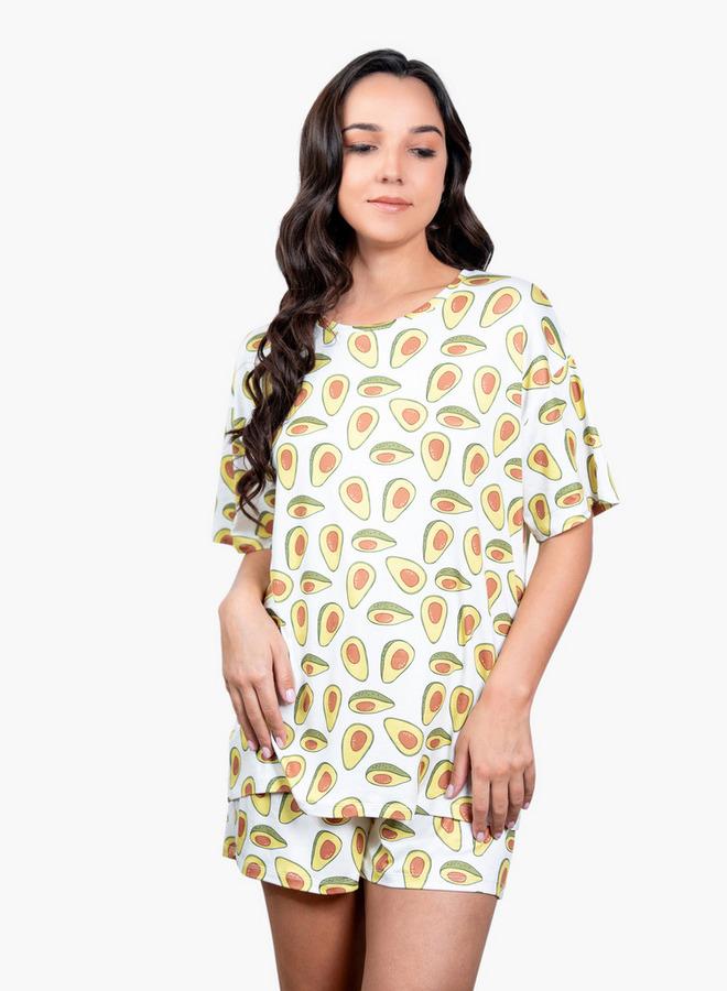 Aadaraya Printed Drop Shoulder T-shirt and Pyjama Set - Image 1