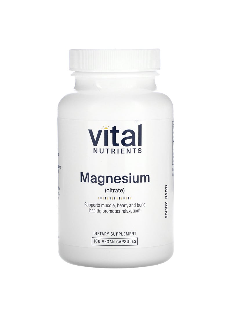 Vital Nutrients Magnesium (Citrate), 100 Vegan Capsule (150 mg per Capsule)