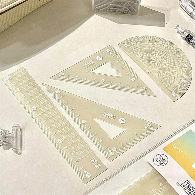 Yellow 20cm Geometry Set with Ruler Protractor Triangle for School Drafting - Image 5
