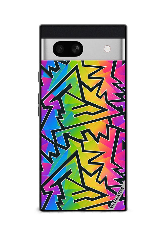 VR CREATIVE Protective Case Cover For Google Pixel 7a Geometric Design Multicolour - Image 1