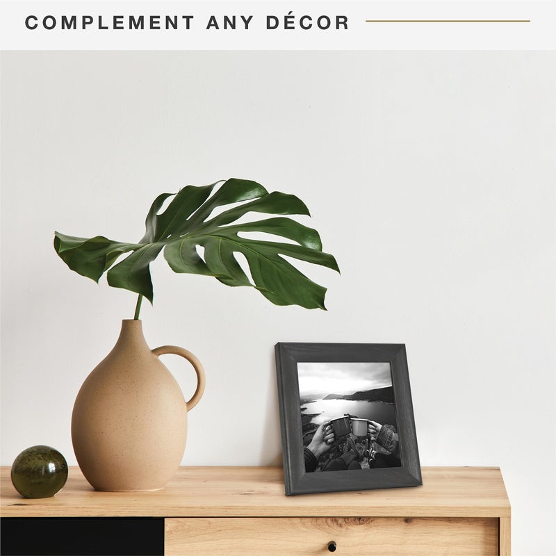 MCS Studio Gallery Classic 8x8 Picture Frame Black Woodgrain Engineered Wood, Vertical & Horizontal Wall Hanging Large Picture Frame for Photos, Posters & Art Prints (1-Pack) - Image 2