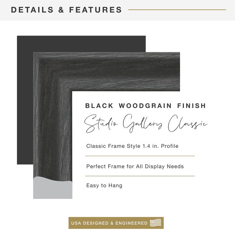 MCS Studio Gallery Classic 8x8 Picture Frame Black Woodgrain Engineered Wood, Vertical & Horizontal Wall Hanging Large Picture Frame for Photos, Posters & Art Prints (1-Pack) - Image 4