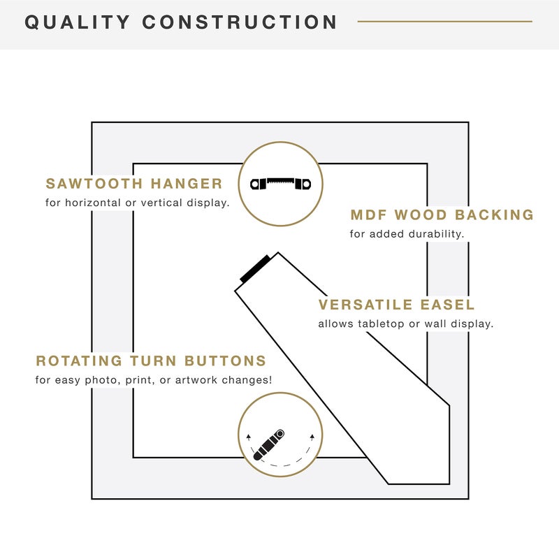 MCS Studio Gallery Classic 8x8 Picture Frame Black Woodgrain Engineered Wood, Vertical & Horizontal Wall Hanging Large Picture Frame for Photos, Posters & Art Prints (1-Pack) - Image 5