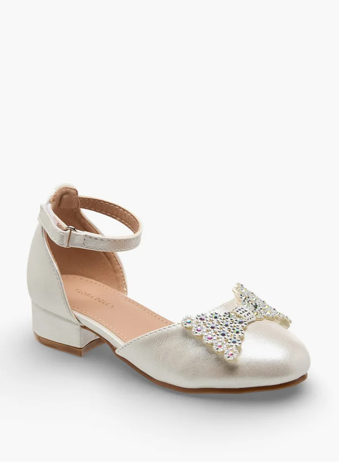 Flora Bella By Shoexpress Flora Bella Girls Embellished Bow Ballerina With Block Heel