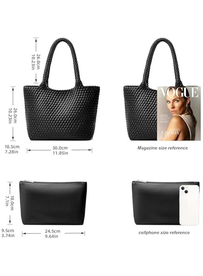 Arabest Woven Tote Bag Womens Purse: Vegan Leather Shoulder Handbags - Fashion Summer Beach Tote Bags - Large Travel Totes - Image 5