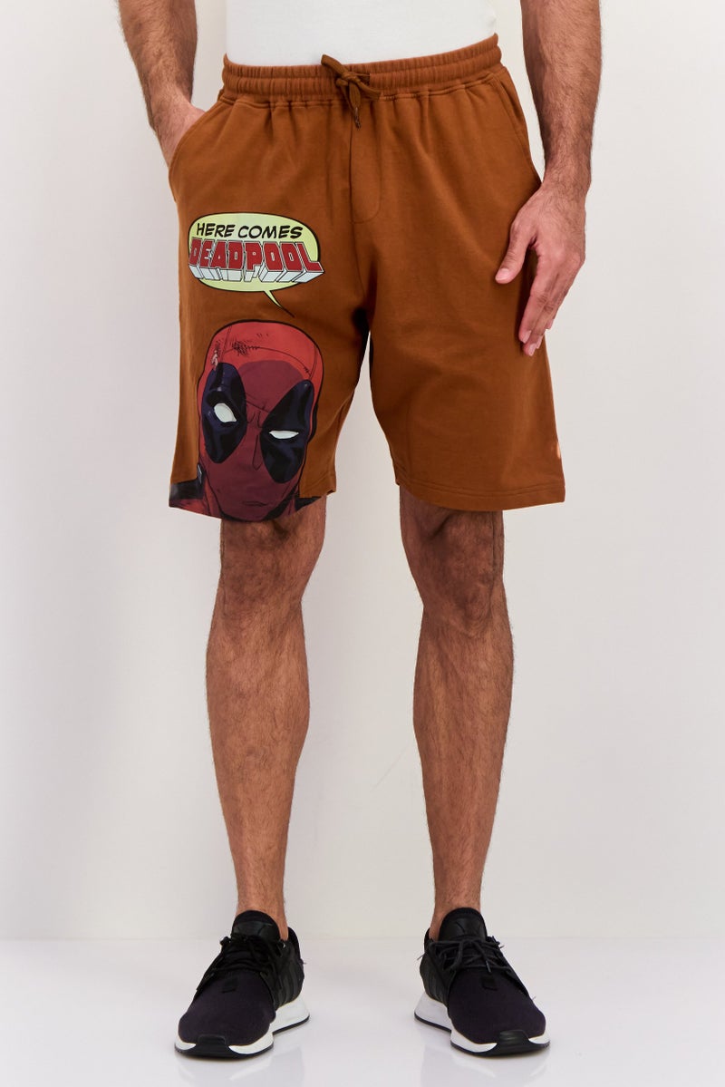 MARVEL Men Deadpool Basic Shorts, Brown - Image 1