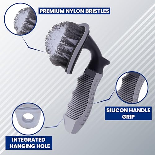 AUTOGUYS Tyre Cleaner Brush [**Pack of 2**] Car Cleaning Brush for Tyre Cleaning Liquid Nylon Bristles Perfect for Tire Rubber Car Accessories – Used with Tyre Puncture Kit and Microfiber Cloth - Image 3