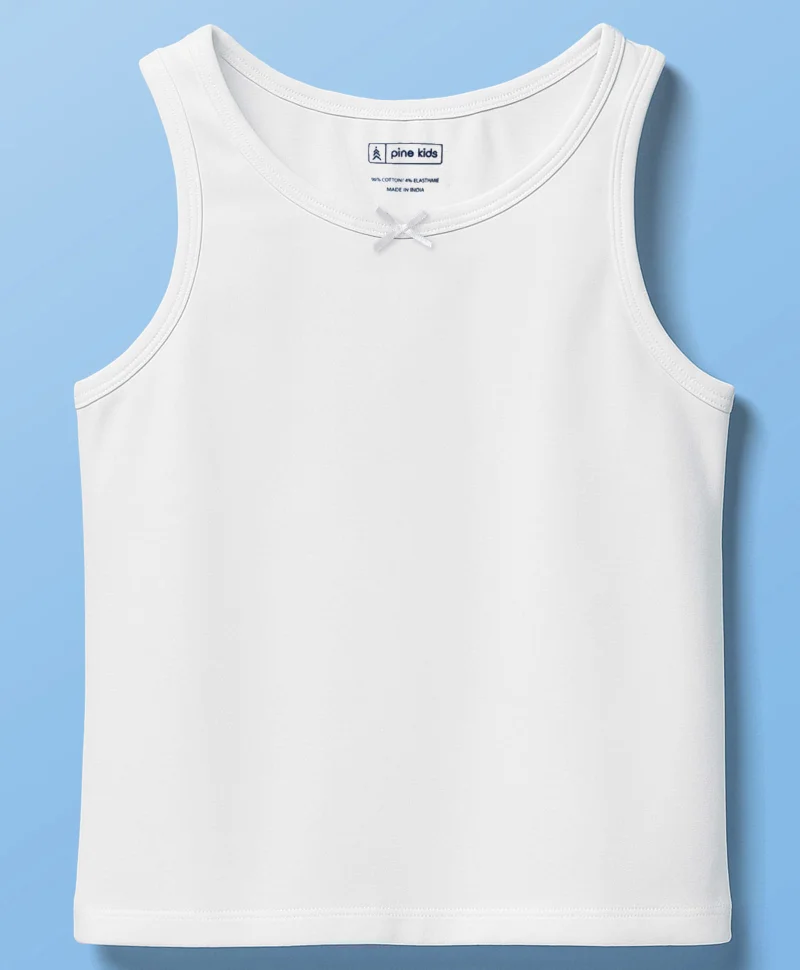 Pine Kids Pine Kids Cotton Knit Sleeveless Solid Color Vests (Pack Of 5) - White