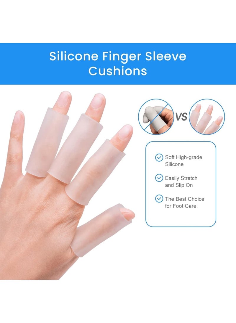 SYOSI 20 قطعة واقيات أصابع جل – أغطية أصابع سيليكون ناعمة لراحة الأصابع المتشققة، الفقاعات، الثآليل، والجلد السميك – قابلة للغسل، غير قابلة للانزلاق، دعم مبطن للأصابع للرجال والنساء - Image 4