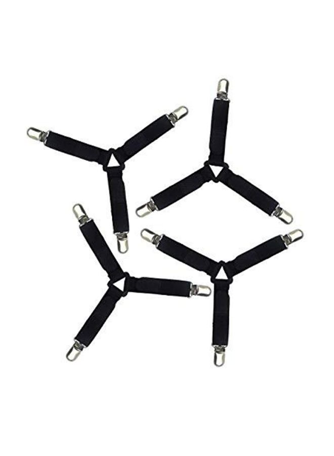 8-Piece Adjustable Bed Sheet Fastener Set Cotton Black/White/Silver 8x(14x24)cm - Image 2
