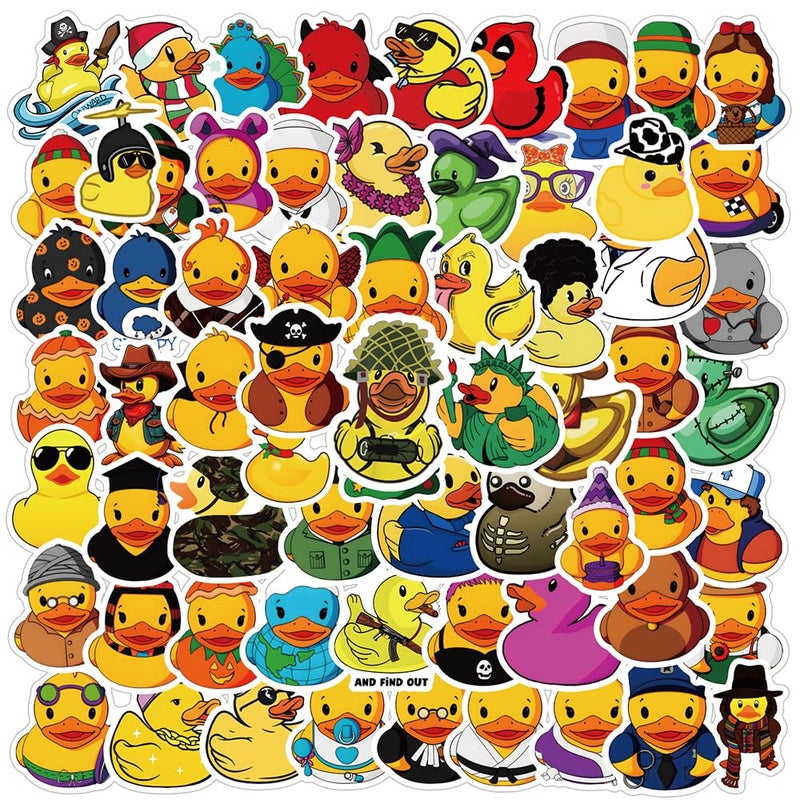 YEESACG 69Pcs Rubber Duck Kawaii Waterproof Stickers Pack | Cute Animals Ducks Unlimited Cartoon Cool Deacls Graffiti Vinyl For Adults Water Bottle Skateboard Luggage Laptop Computer Phone - Image 1
