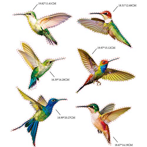 Blulu 6 Pieces Large Size Hummingbird Window Clings Anti-Collision Decals to Prevent Bird Strikes on Window Glass Non Adhesive Vinyl Cling Hummingbird Stickers(6 Pieces) - Image 2