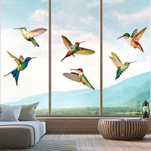 Blulu 6 Pieces Large Size Hummingbird Window Clings Anti-Collision Decals to Prevent Bird Strikes on Window Glass Non Adhesive Vinyl Cling Hummingbird Stickers(6 Pieces) - Image 4