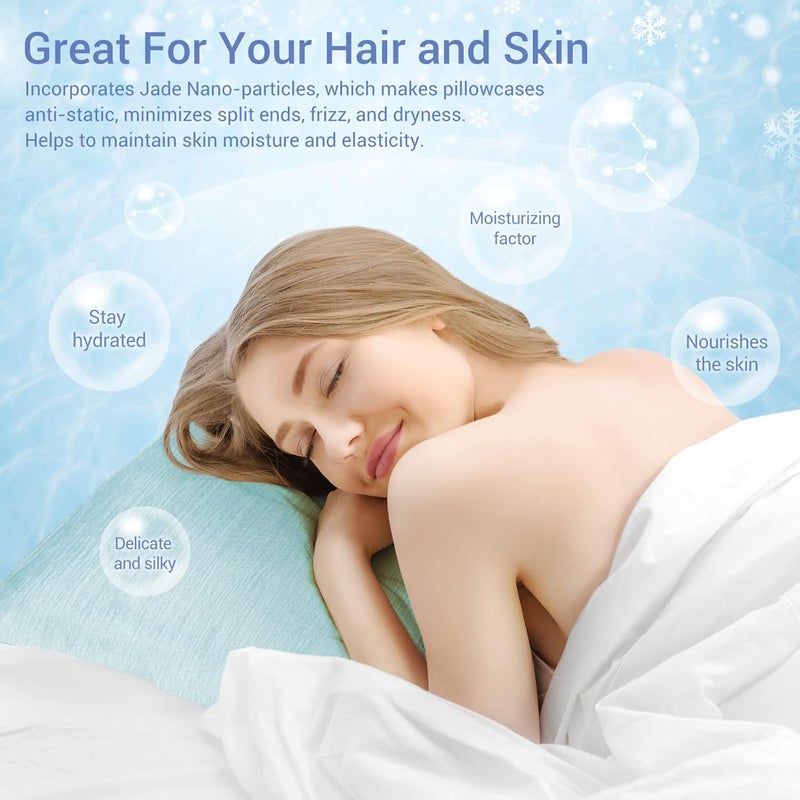LUXEAR 2 x Cooling Pillowcase 50 x 75 cm for Night Sweats, Super Soft Pillowcase, Japanese Arc-Chill Q-Max 0.4 Cooling Fibre + 100% Cotton, Breathable Pillowcase, Hidden Zip - Image 4