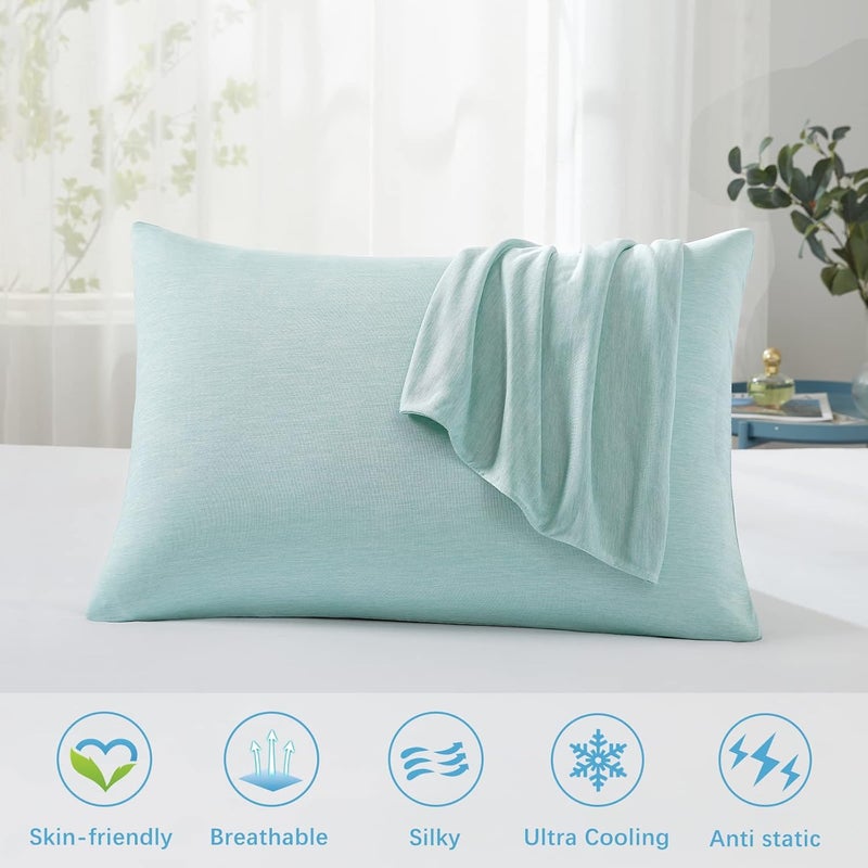 LUXEAR 2 x Cooling Pillowcase 50 x 75 cm for Night Sweats, Super Soft Pillowcase, Japanese Arc-Chill Q-Max 0.4 Cooling Fibre + 100% Cotton, Breathable Pillowcase, Hidden Zip - Image 2
