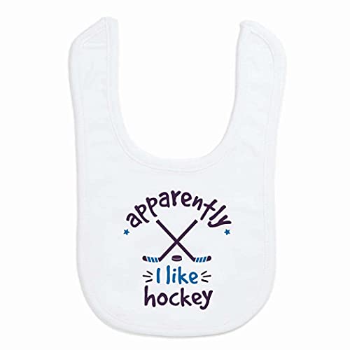 ChalkTalkSPORTS Hockey Baby & Infant Bib | Apparently, I like Hockey | Soft Microfiber Bib - Image 5