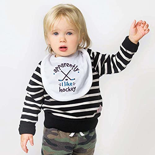 ChalkTalkSPORTS Hockey Baby & Infant Bib | Apparently, I like Hockey | Soft Microfiber Bib - Image 2