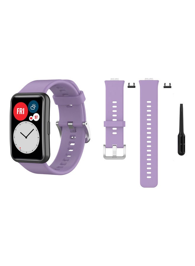 NIBEMINENT Buckle Silicone Replacement Band For Huawei Watch Purple - Image 2